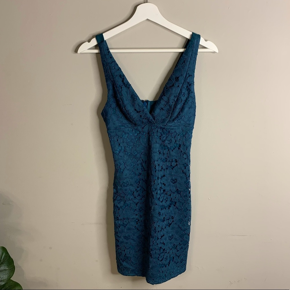 Topshop Dark Green Lace Dress - Picture 7 of 10